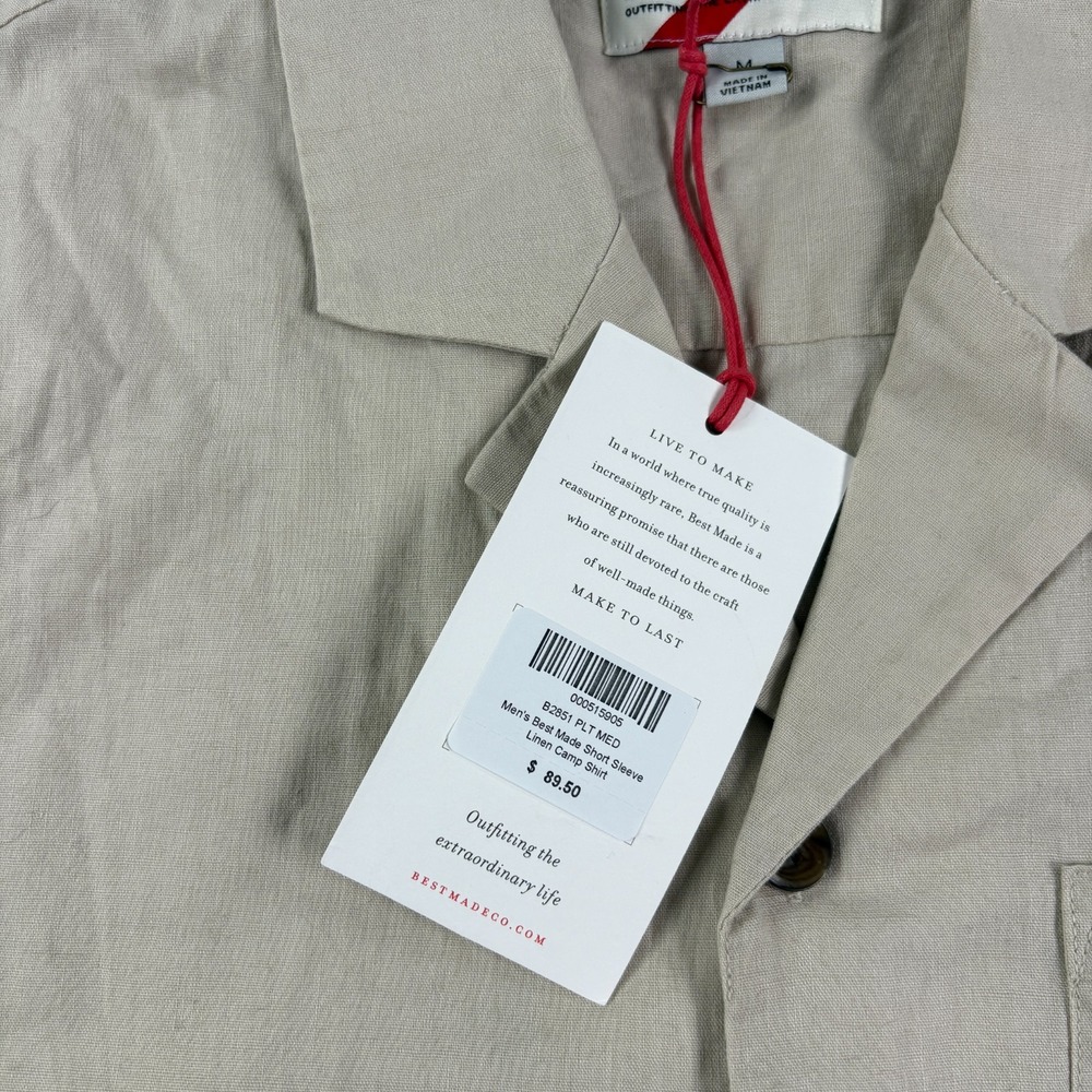 Best Made Co Linen Shirt Mesn Medium Beige Button Up Camp Casual NEW - Picture 4 of 10